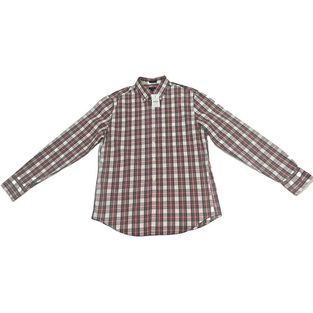 J.Crew Flex Washed Plaid Button Down Shirt Mens Medium Red Green White C0308 NEW